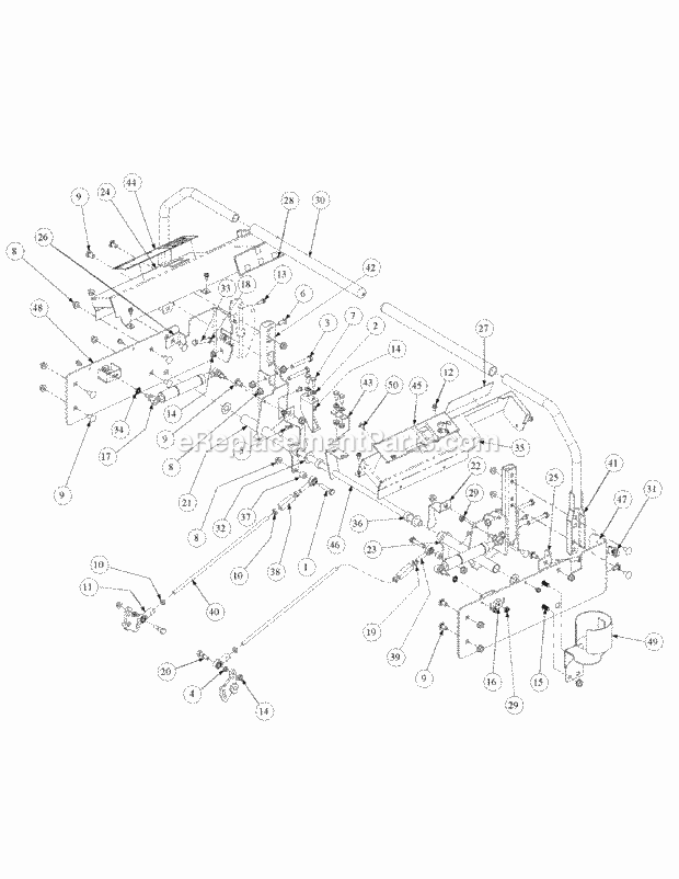 Control Assembly Diagram and Parts List for M54-KW 53CB5DBW750-23HP-OHV Cub Cadet Lawn Tractor